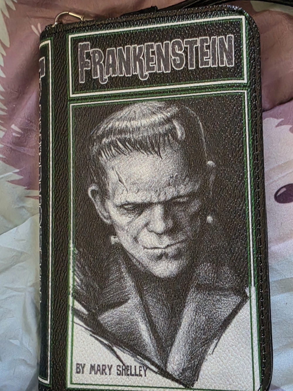 Frankenstein Graphic Zip Wallet - Black and Green